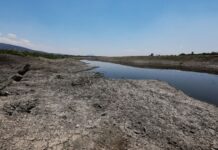 Dried out soil by a small reservoir in Tequisquiapan, Queretaro