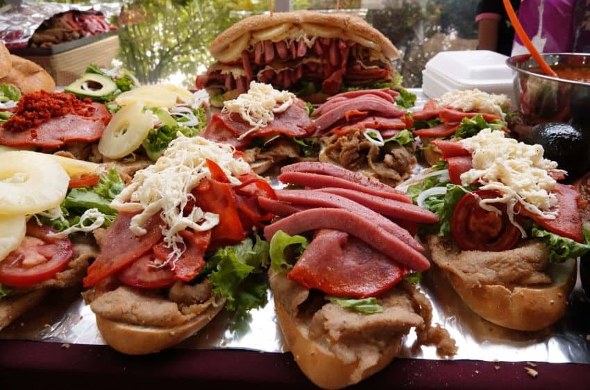 Torta sandwiches on display at a fair in July 2024 in Mexico City