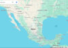 A screenshot of a map of Mexico and the southern U.S., showing from California to Georgia.