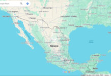 A screenshot of a map of Mexico and the southern U.S., showing from California to Georgia.