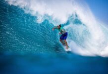 Mexican surf Alan Cleland gets barreled surfing an overhead wave