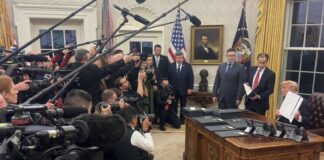 Trump signing executive orders on Jan. 20, 2025