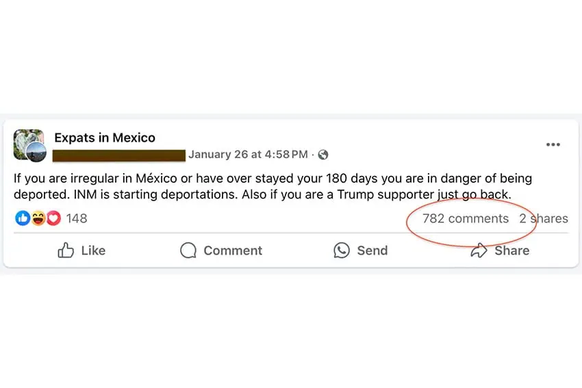 An example of an alarmist statement posted in a Facebook group for expats in Mexico.