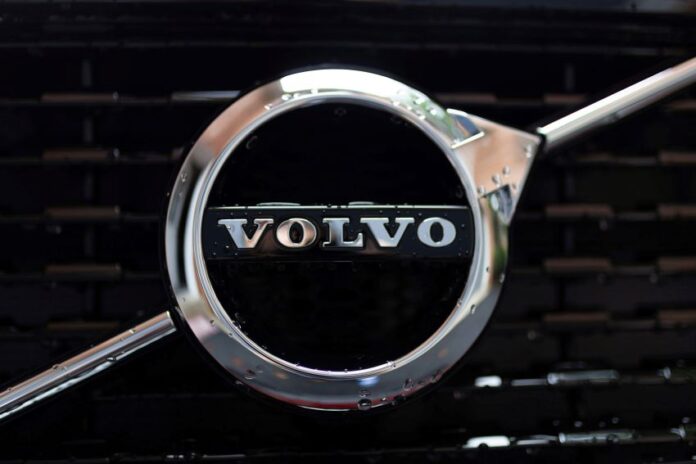 Logo of Swedish car manufacturer Volvo.