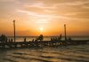 A beautiful sunset in Holbox island's wooden pier.