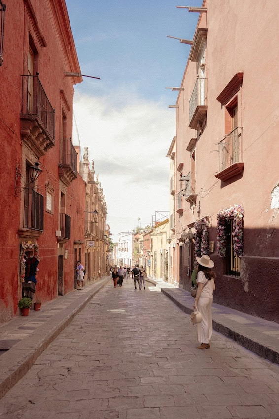 A narrow street in San Miguel de Allende, Guanajuato, Mexico