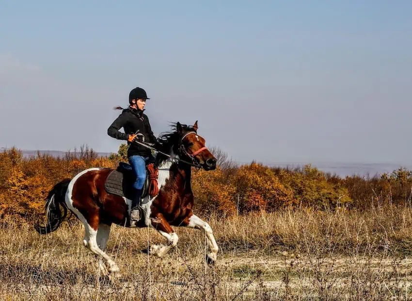 A woman horseback riding