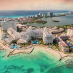 The Cancún hotel zone at sunset in Quintana Roo