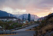 Sunset over the skyline of Monterrey, Nuevo León