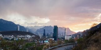 Sunset over the skyline of Monterrey, Nuevo León