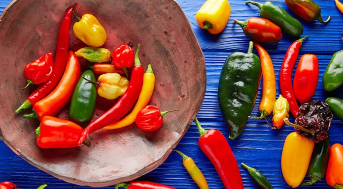 A colorful selection of Mexican chile varieties used for food in Mexico