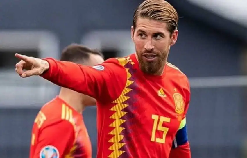 Sergio Ramos playing for Spain