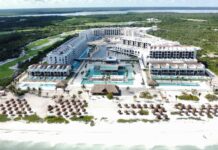 An aerial view of the hotel Excellence Coral Playa Mujeres