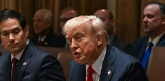 Donald Trump talking in a meeting