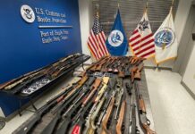 firearms retrieved by CBP at Eagle Pass in Jan. 2025