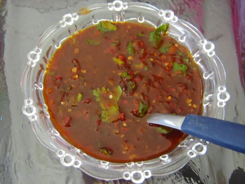 Bowl of salsa borracha, typical accompaniment for Hidalgo barbacoa