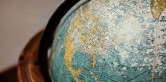 Globe map focused on North America