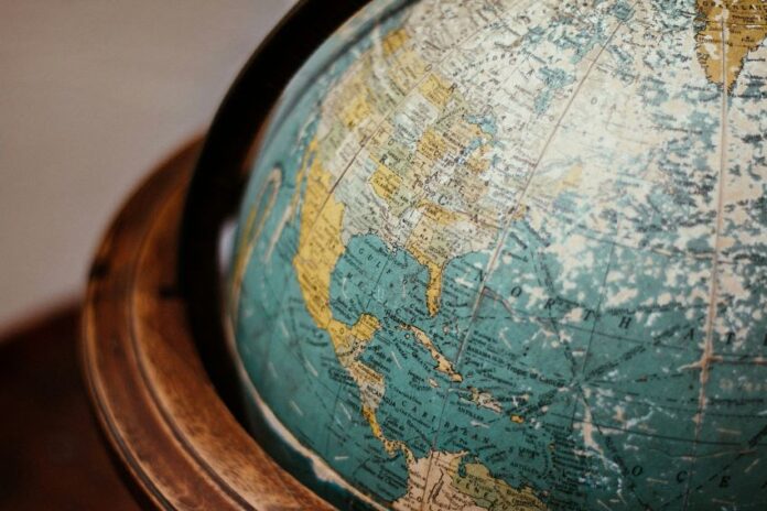 Globe map focused on North America