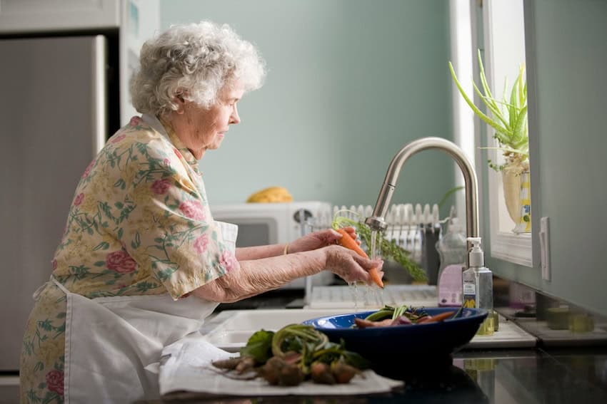 A woman cleaning