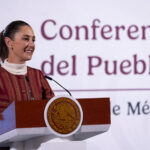 Mexico President Claudia Sheinbaum at her morning press conference, where she declared 2025 as Year of the Indigenous Woman