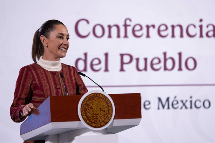 Mexico President Claudia Sheinbaum at her morning press conference, where she declared 2025 as Year of the Indigenous Woman