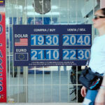A Mexico City sign showing the value of the Mexican peso, which lost value against the US dollar after a US employment report