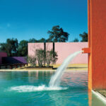 A view of Architect Luis Barragán’s famous hot pink La Cuadra San Cristóbal estate