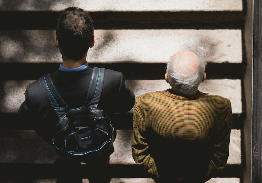 Two people walking