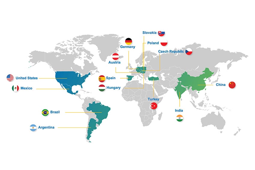 Auto parts manufacturer Nemak, headquartered in Monterrey, has 37 factories in 14 countries.