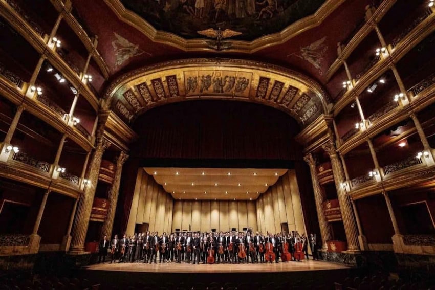 The Guadalajara Philamonic Orchestra on stage.