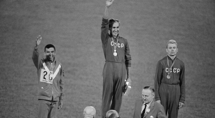 1968 Olympic Mexico racewalking winners podium