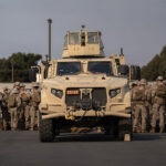 U.S. troops and a tank at a San Diego Border Patrol station in late January.