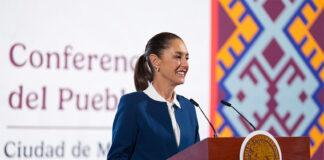 President Claudia Sheinbaum talks about her gas price cap at her morning press conference