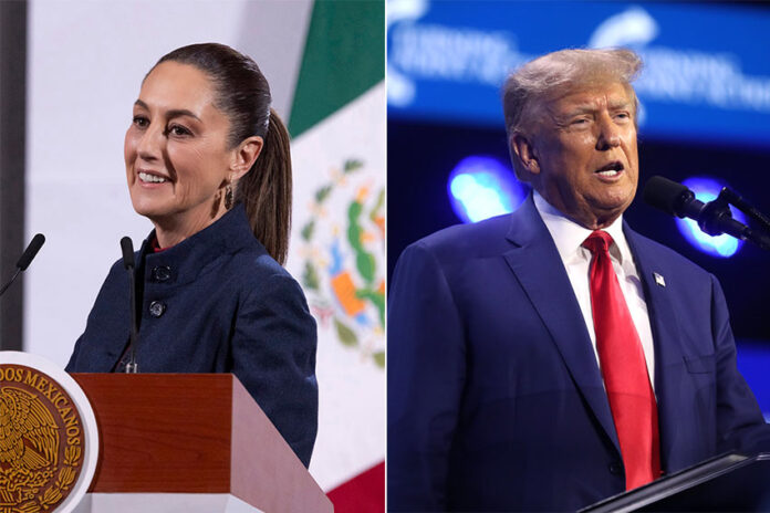 Two photos, one of Mexican President Claudia Sheinbaum and another of U.S. President Donald Trump, who said Sheinbaum inspired his new anti-drug campaign