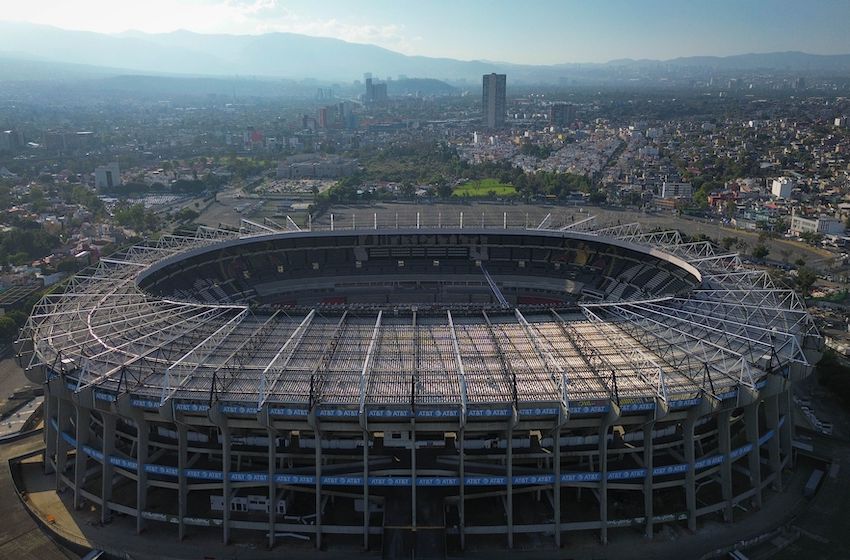 An aerial view of Banorte Stadium in Mexico City, formerly known as Estadio Azteca