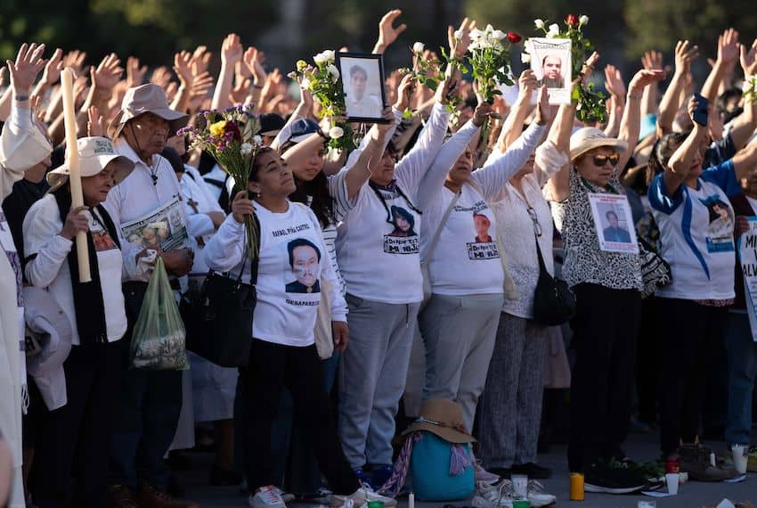 protesters in Mexico City at a mass vigil for the disappeared on March 15, 2025