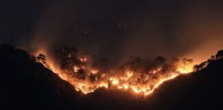 Fire above Tepoztlán on Tuesday night