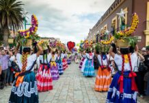 Woman dancing in the streets of Oaxaca