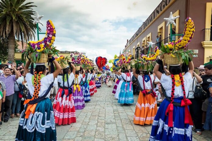 Woman dancing in the streets of Oaxaca