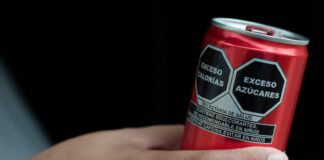 Close-up of a Coke can.