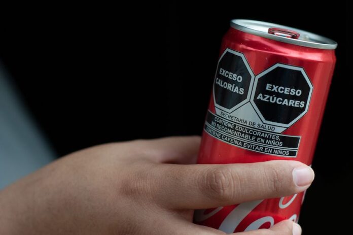 Close-up of a Coke can.