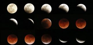 All the phases of a blood moon or total lunar eclipse in one photo