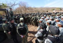 National Defense Minister Ricardo Trevilla Trejo addressing members of Mexico's National Guard.