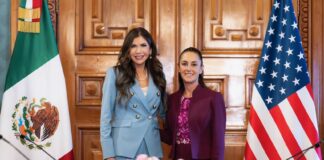 Sheinbaum and U.S. Secretary of Homeland Security Kristi Noem