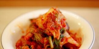 Plate of kimchi for kimchi quesadillas