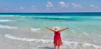Bel Woodhouse on Cozumel beach