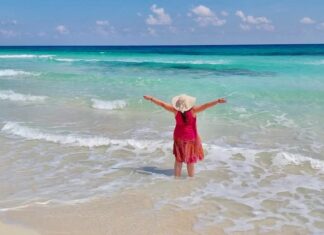 Bel Woodhouse on Cozumel beach