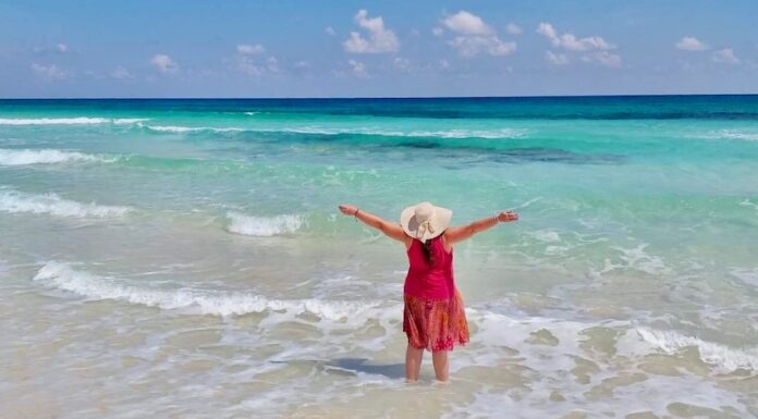 Bel Woodhouse on Cozumel beach