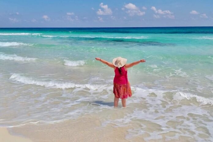 Bel Woodhouse on Cozumel beach