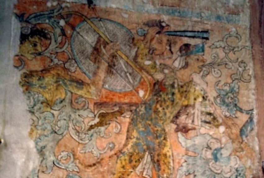 A mural depicting a Hñähñu (Otomi) warrior